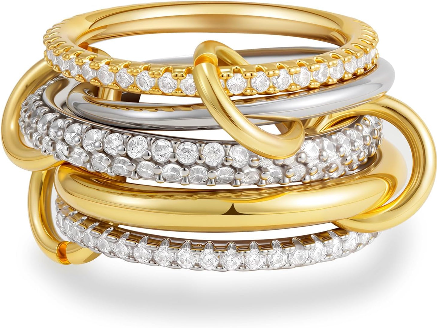 Manufacturer  Gold Stackable Rings for Women, 14K Gold Plated Cubic Zirconia Rings, Silver Gold Multi Ring Mixed Metals Stackable Ring Set for Women Non Tarnish   rings