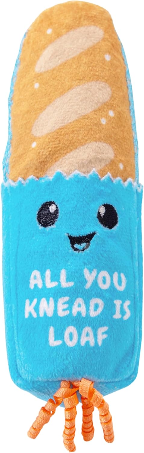 Manufacturer  Catstages Loaf Kicker Toy with Catnip and Dental Mesh, Bread Shape, Plush and Ribbon Cat Toy for Kicking, Tossing, and Teeth Cleaning, Tan    Cat toy