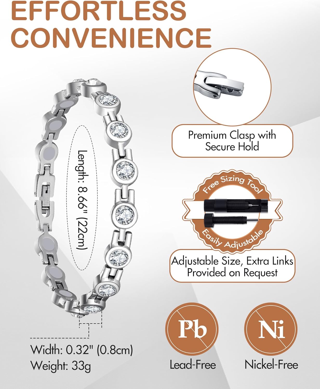 Manufacturer  Feraco Magnetic Bracelets for Women, Titanium Steel Magnetic Bracelet with Neodymium Magnets & Sparkling Crystals, Jewelry Gifts  bracelets