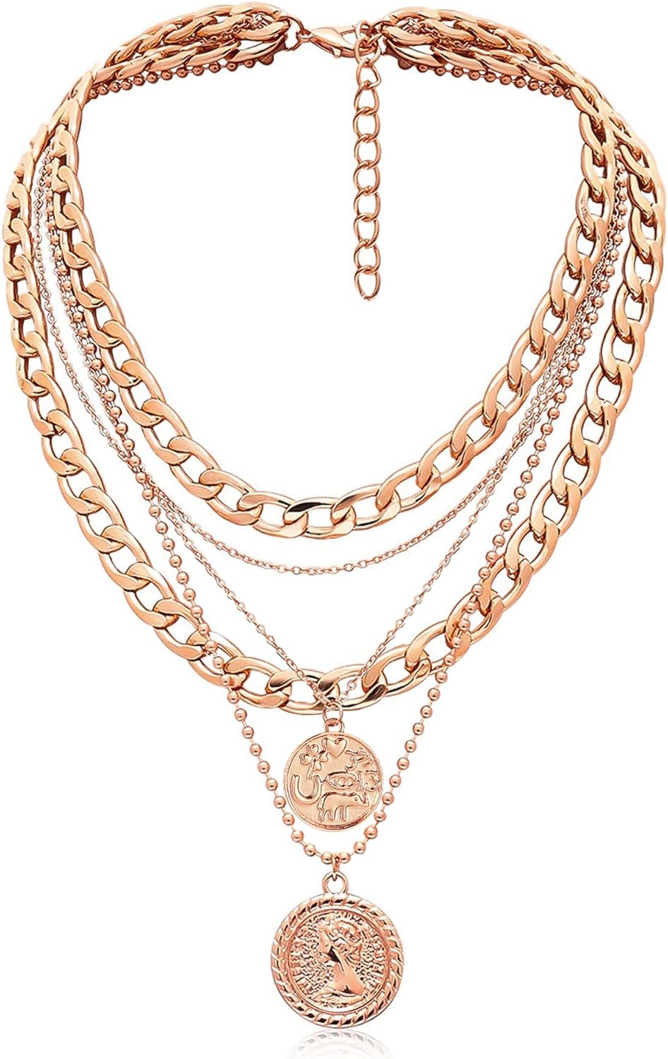 Manufacturer  MJartoria Gold Layered Necklaces for Women Trendy Retro Coin Pendant Necklace Dainty Chunky Chain Choker Necklaces for Jewelry Birthday Gifts  necklace