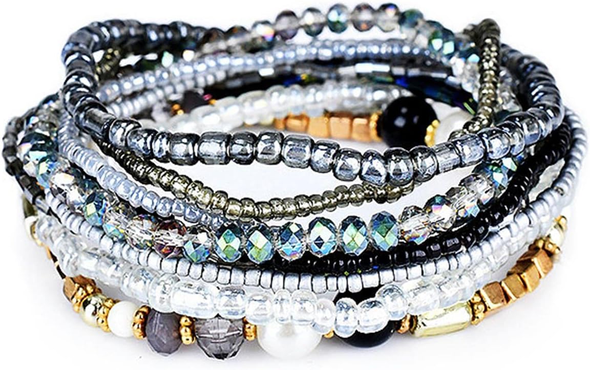 Manufacturer  Fuqimanman2020 Bohemian Crystal Beaded Stackable Bracelets Handmade Colorful Crystal Pearl Seed Beads Bracelets for Women Jewelry  bracelets