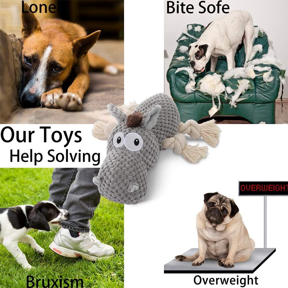Manufacturer   Dog Toy, Large Dog Squeaky Toys, Stuffed Animal Dog Plush Toy for Puppy, Small, Middle, Large Dogs (Donkey(Grey))    Dog toy