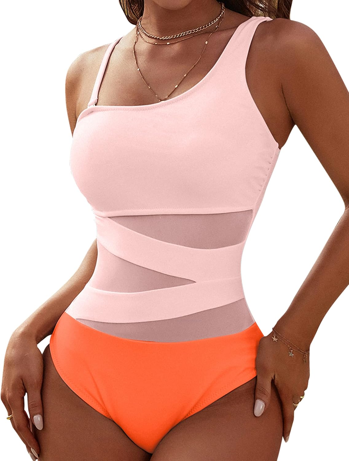 Manufacturer  Blooming Jelly Women's Sexy One Piece Bathing Suits One Shoulder Swimsuits Slimming Mesh Swimwear  Swimsuit