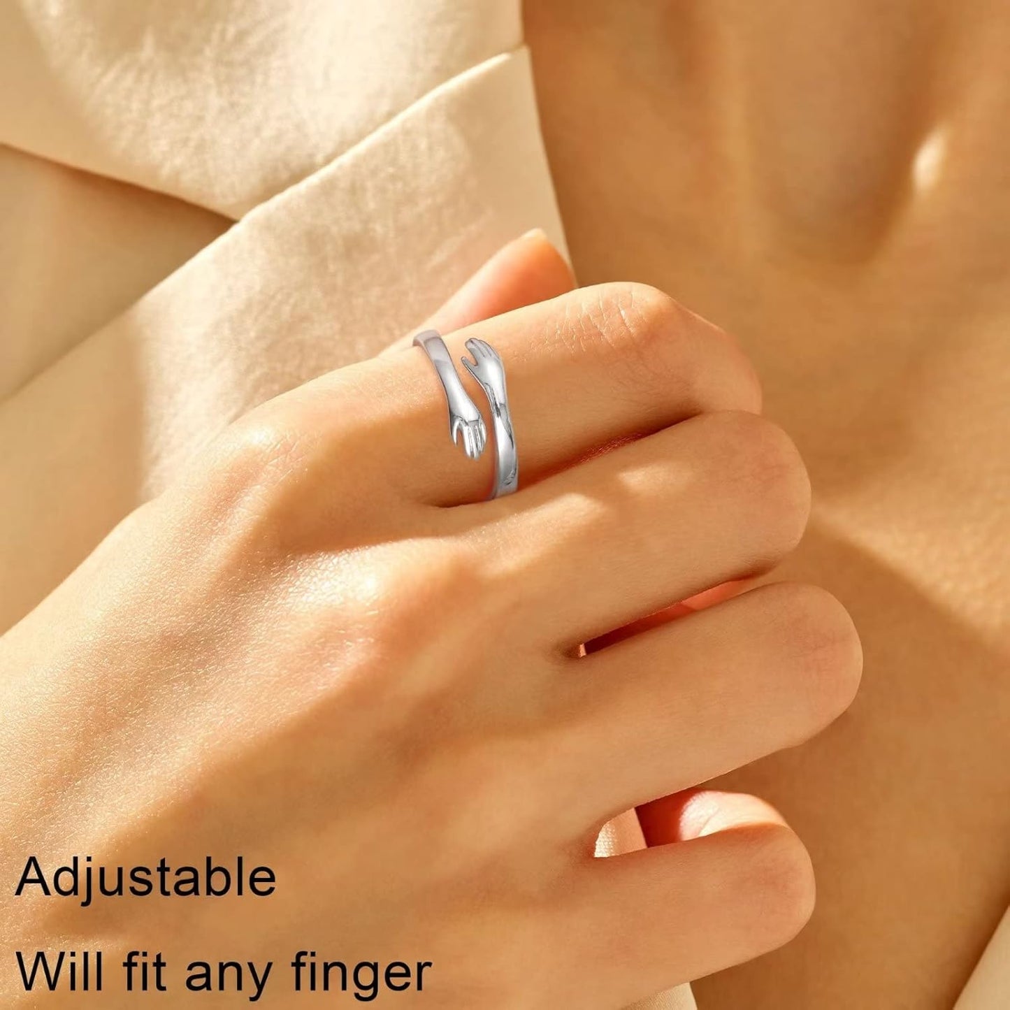 Manufacturer  Yesteel S925 Sterling Silver Hug Ring for Women Teen Girls, Adjustable Ring Jewelry Mothers Day Birthday Gifts for Daughters Mom Sister Wife Friends Grandma   rings