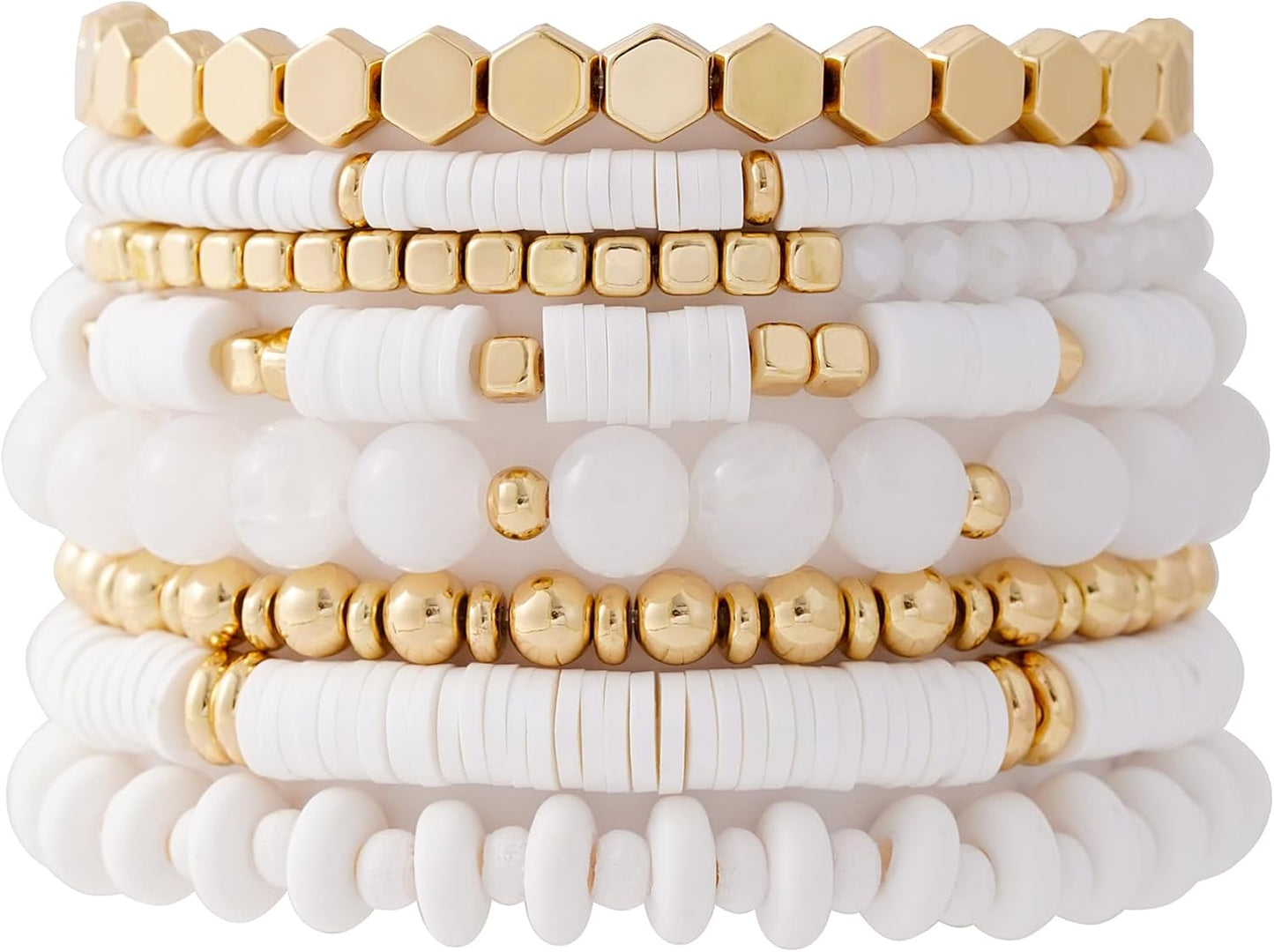 Manufacturer  GOOJIDS Surfer Heishi Clay Bead Bracelets for Women Bohemian Stackable Gold Beaded Stretch Bracelets Elastic Layering Friendship Bracelets Set Boho Jewelry  bracelets