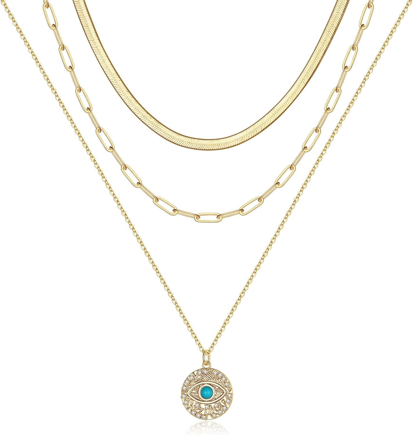 Manufacturer  Turandoss Dainty Layered Choker Necklace, Handmade 14K Gold Plated Y Pendant Necklace Multilayer Bar Disc Necklace Adjustable Layering Choker Necklaces for Women  necklace