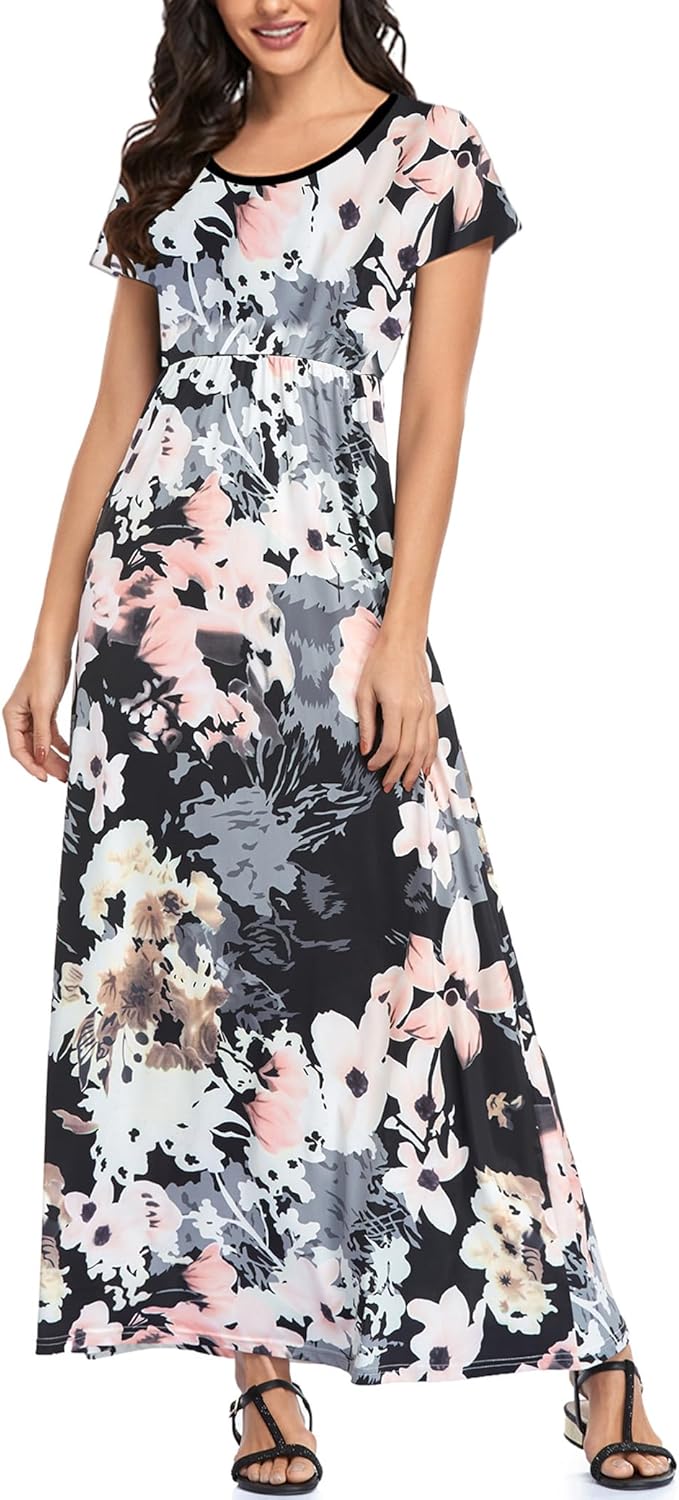 Manufacturer  Lacavocor Womens Short Sleeve Maxi Dresses Empire Waist Long Dress dresses