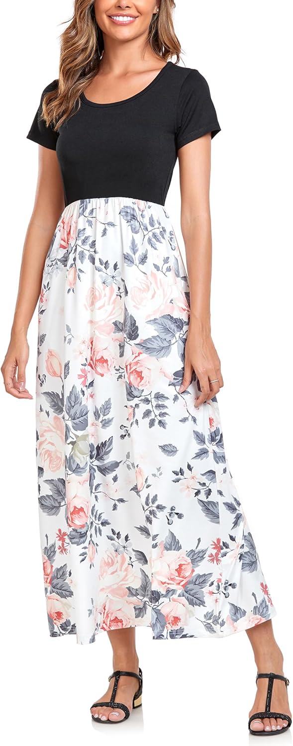 Manufacturer  Lacavocor Womens Short Sleeve Maxi Dresses Empire Waist Long Dress dresses