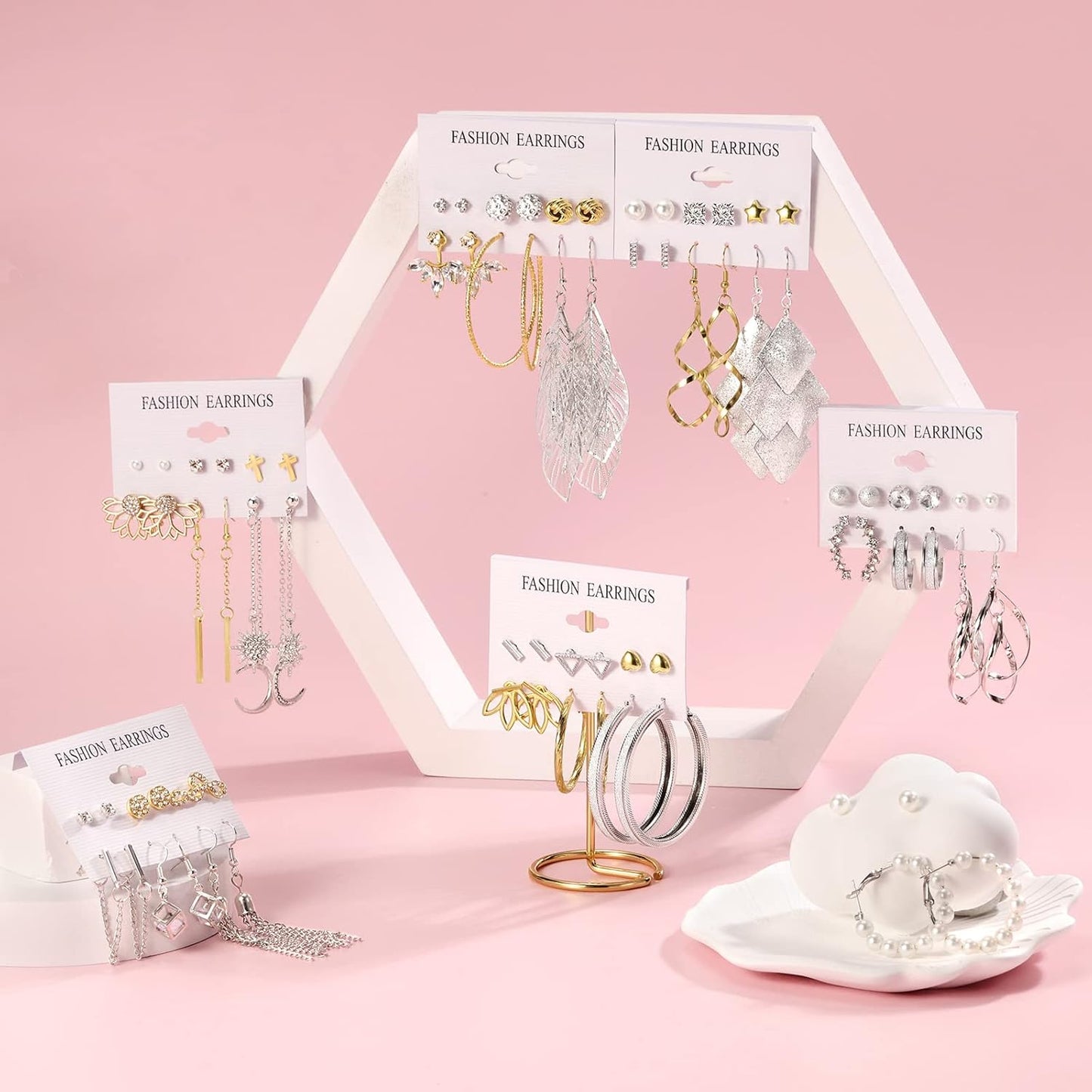 Manufacturer  Earrings for Women, Funtopia 68 Pairs Drop Dangle Earrings, Fashion Statement Stud Earrings Pearl Earrings Set for Party Jewelry(Gold and Silver)  earring