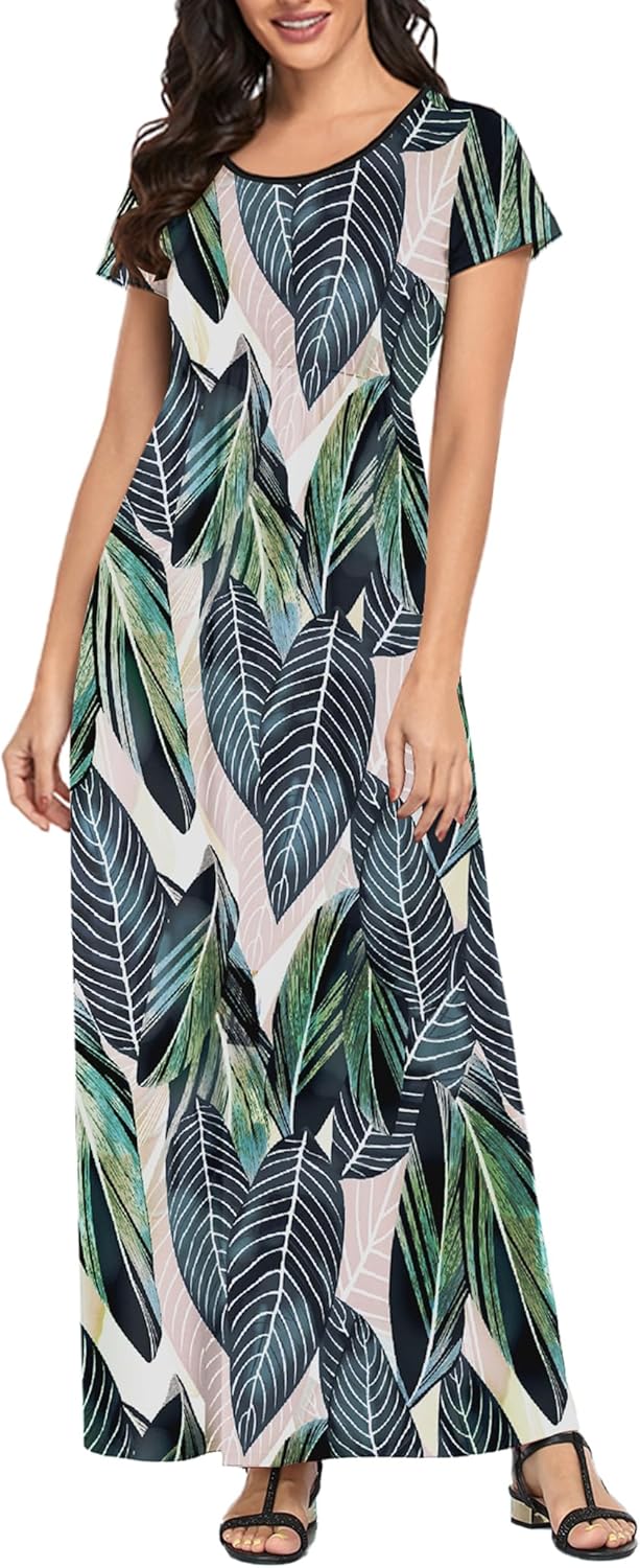 Manufacturer  Lacavocor Womens Short Sleeve Maxi Dresses Empire Waist Long Dress dresses