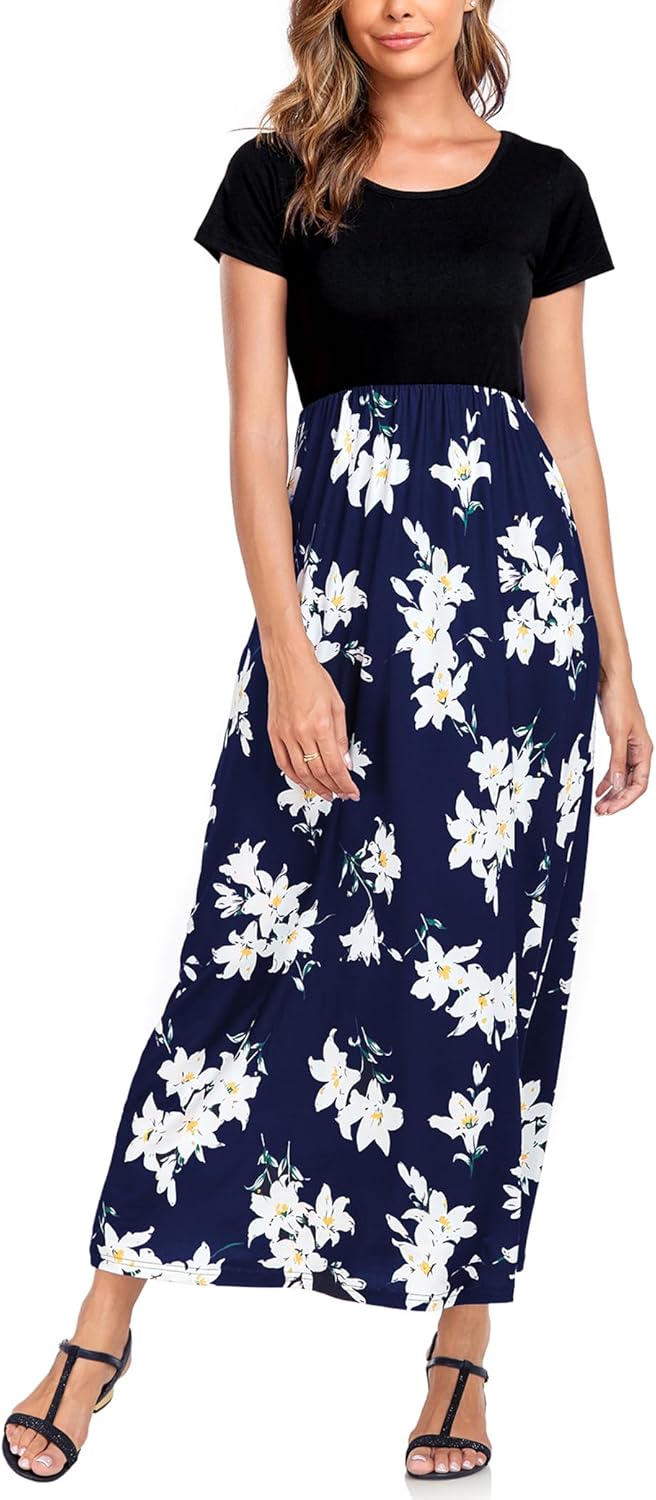 Manufacturer  Lacavocor Womens Short Sleeve Maxi Dresses Empire Waist Long Dress dresses