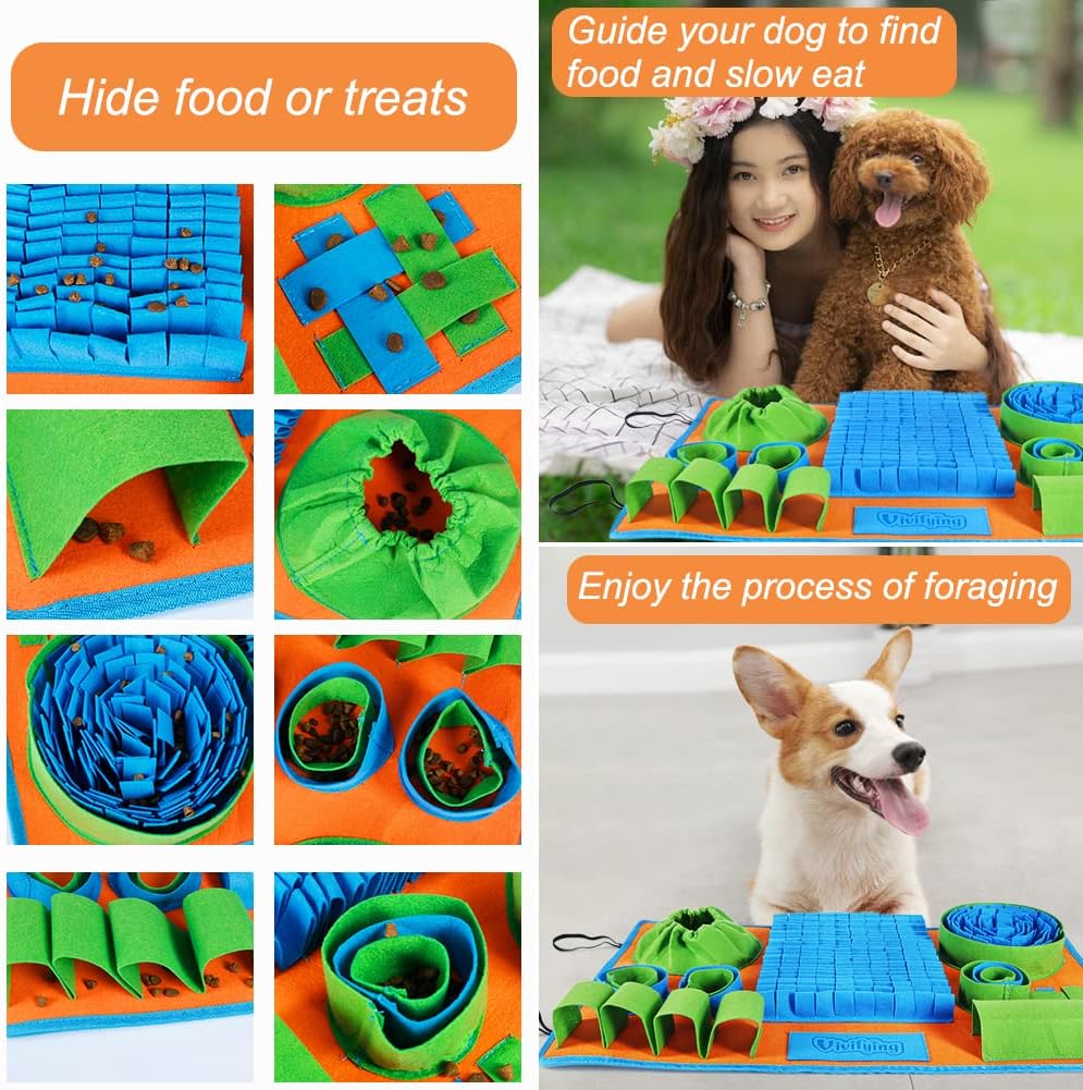 Manufacturer   Vivifying Snuffle Mat for Dogs, Interactive Dog Puzzle Toy for Boredom and Mental Stimulation, Enrichment Feeding Game Sniff Mat Helps Slow Eating and Keep Busy    Dog toy