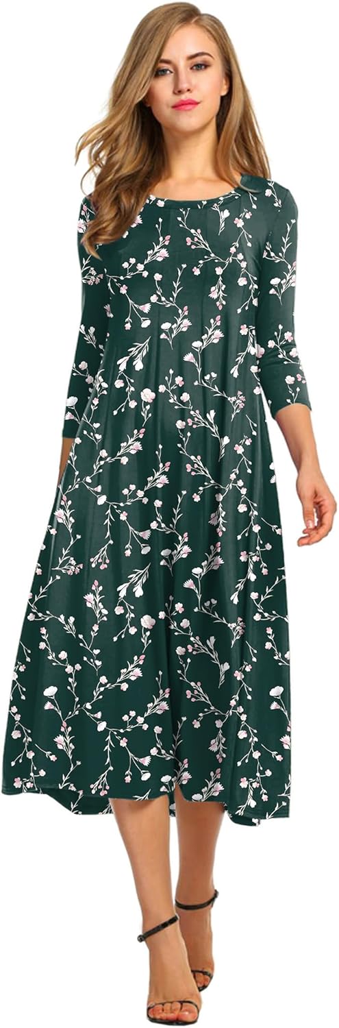 Manufacturer  HOTOUCH Women's 3/4 Sleeve A-line and Flare Midi Long Dress dresses
