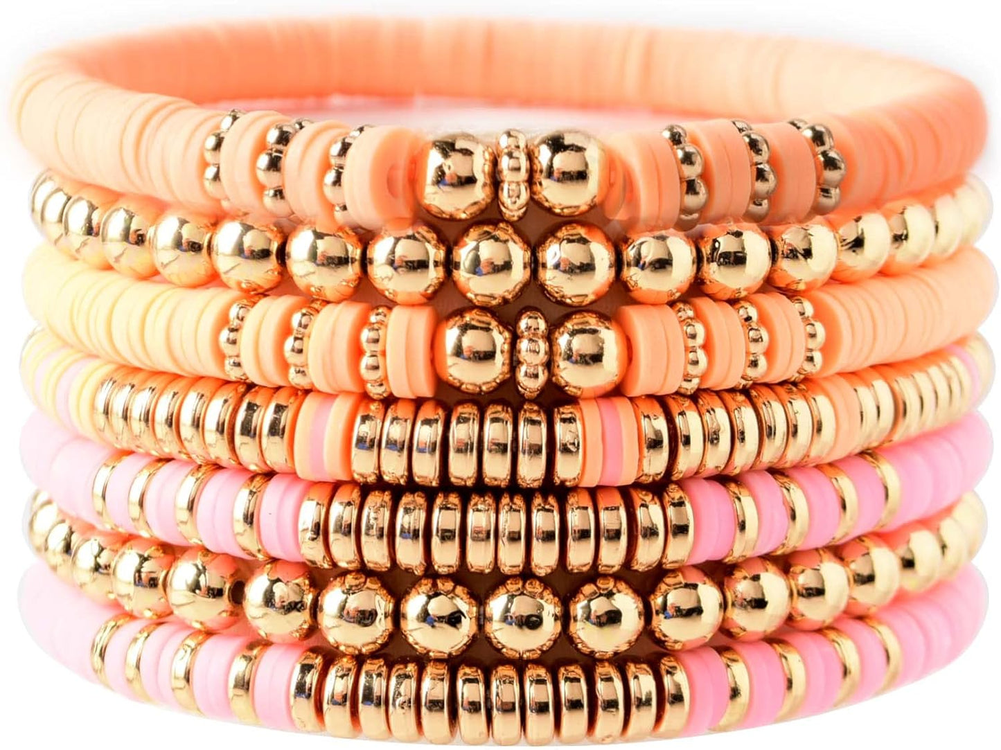 Manufacturer  GOOJIDS Surfer Heishi Clay Bead Bracelets for Women Bohemian Stackable Gold Beaded Stretch Bracelets Elastic Layering Friendship Bracelets Set Boho Jewelry  bracelets