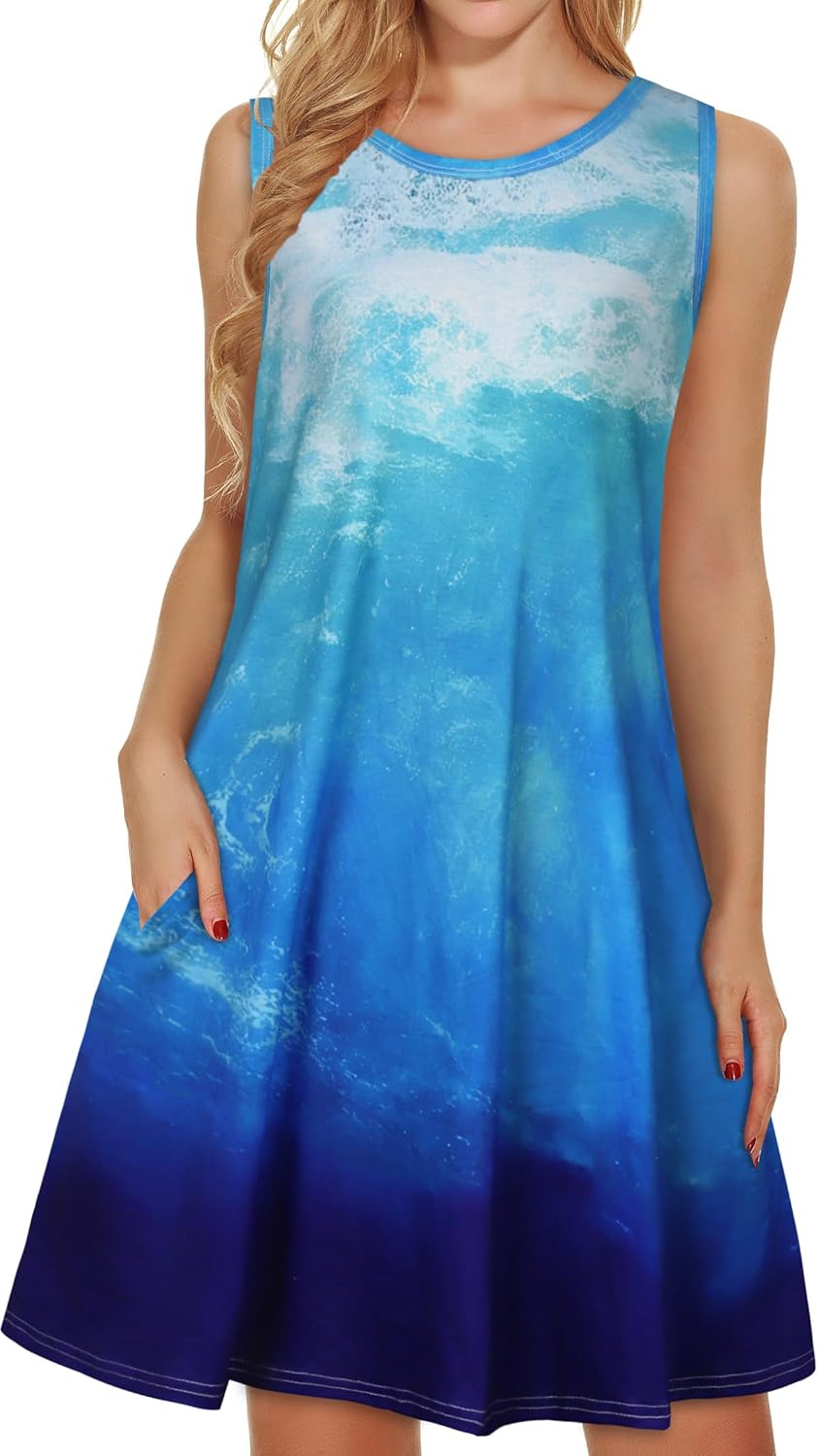 Manufacturer  elescat Women's Summer Dresses 2025 Beach Casual Sleeveless Floral Print Tank Loose Sundress with Pocket dresses