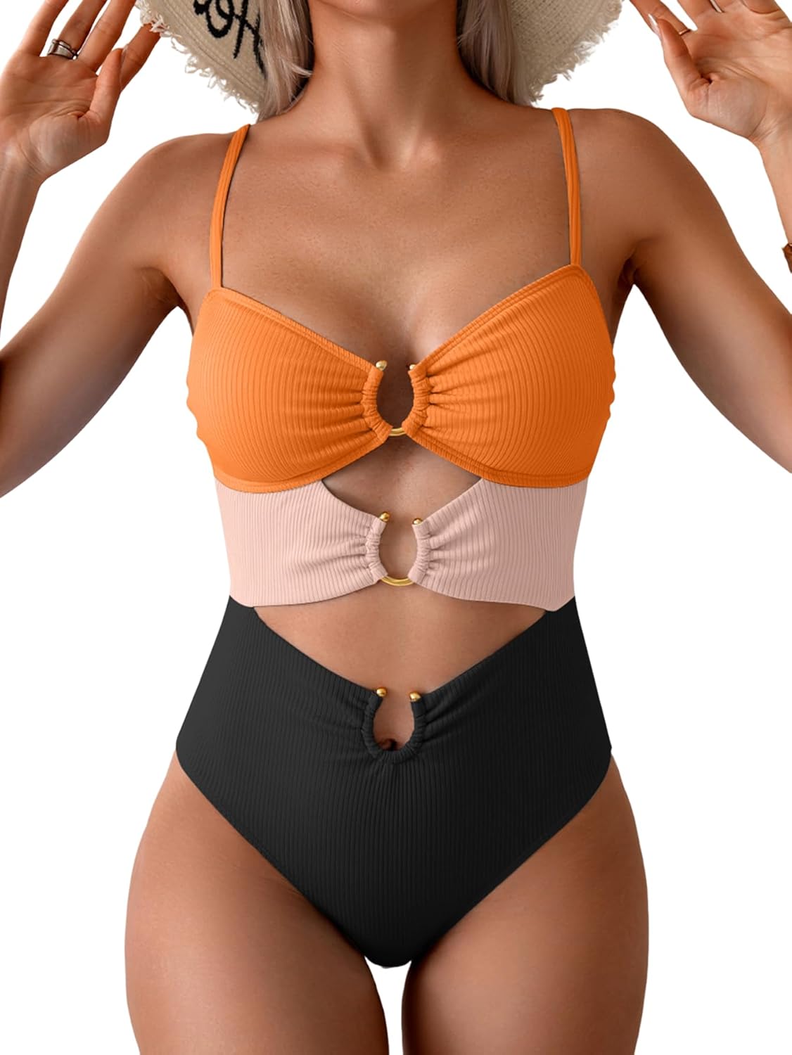Manufacturer  Eomenie One Piece Swimsuit for Women Ring Linked Monokini Sexy Bathing Suit Cutout Swim Suit  Swimsuit