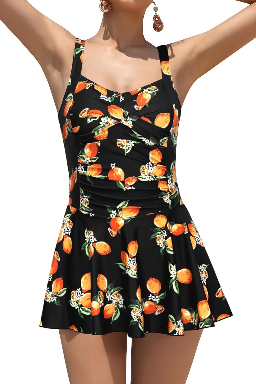 Manufacturer  SHEKINI Women's Crossover Ruched Skirt One Piece Swimdress Swimsuit Bathing Suit  Swimsuit