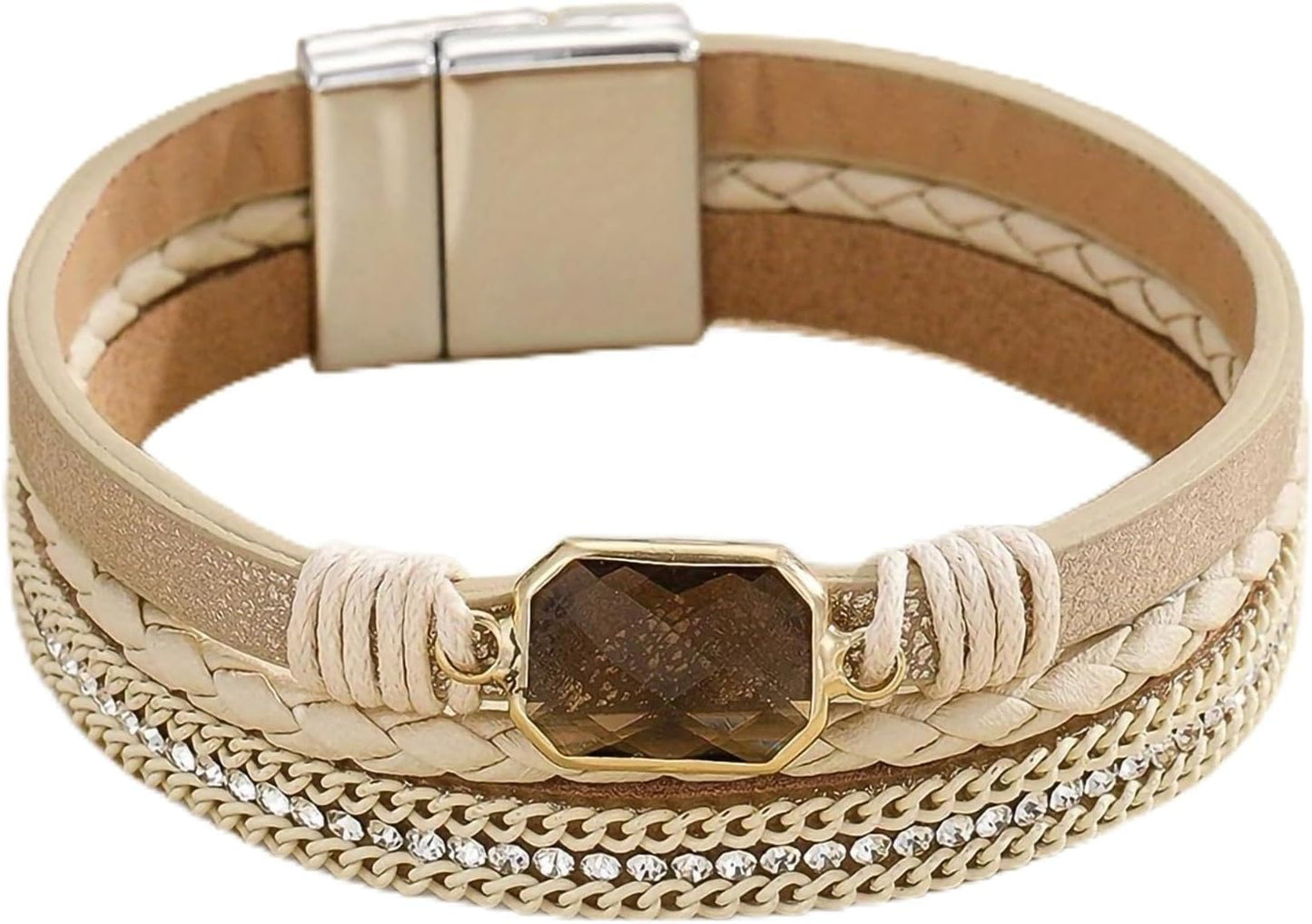 Manufacturer  Fesciory Leopard Bracelet for Women, Boho Leather Wrap Multi-Layer Pearl Crystal Bracelet Bangle Jewelry  bracelets