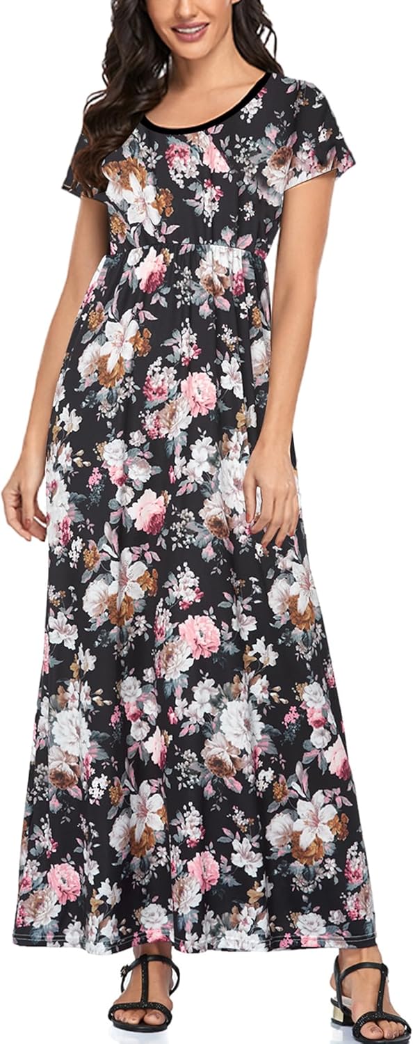 Manufacturer  Lacavocor Womens Short Sleeve Maxi Dresses Empire Waist Long Dress dresses