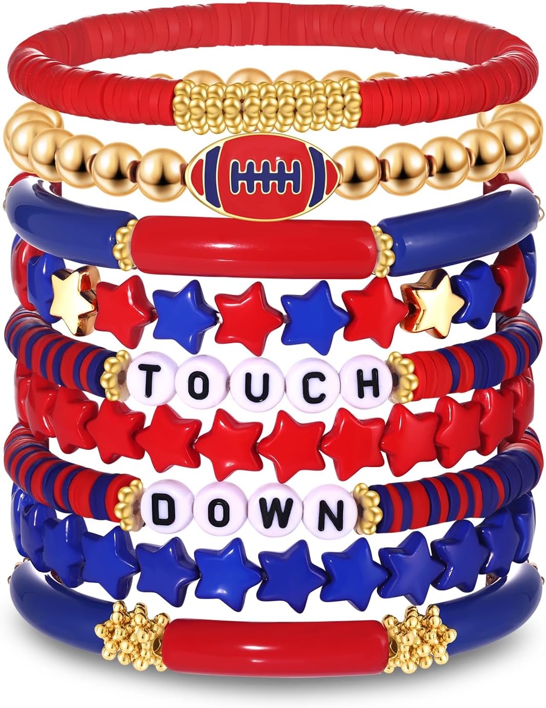 Manufacturer  Game Day Bracelets for Women - Red, Black, Blue Heishi Clay Beaded Stretch Bracelets - Stackable Sports Charm Bracelet Bangles - Football Mom Accessories & Outfits Jewelry Gifts  bracelets