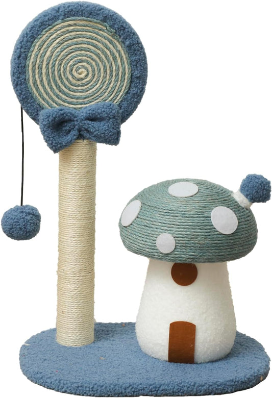 Manufacturer  Doggie&Kittie Cat Scratching Post Cute Kitten Scratching Board Kitty Toys Mushroom Lollipop Cat Scratcher Furniture Cat Climber Climbing Tower for Indoor Cats Sisal Material (Blue)    Cat toy