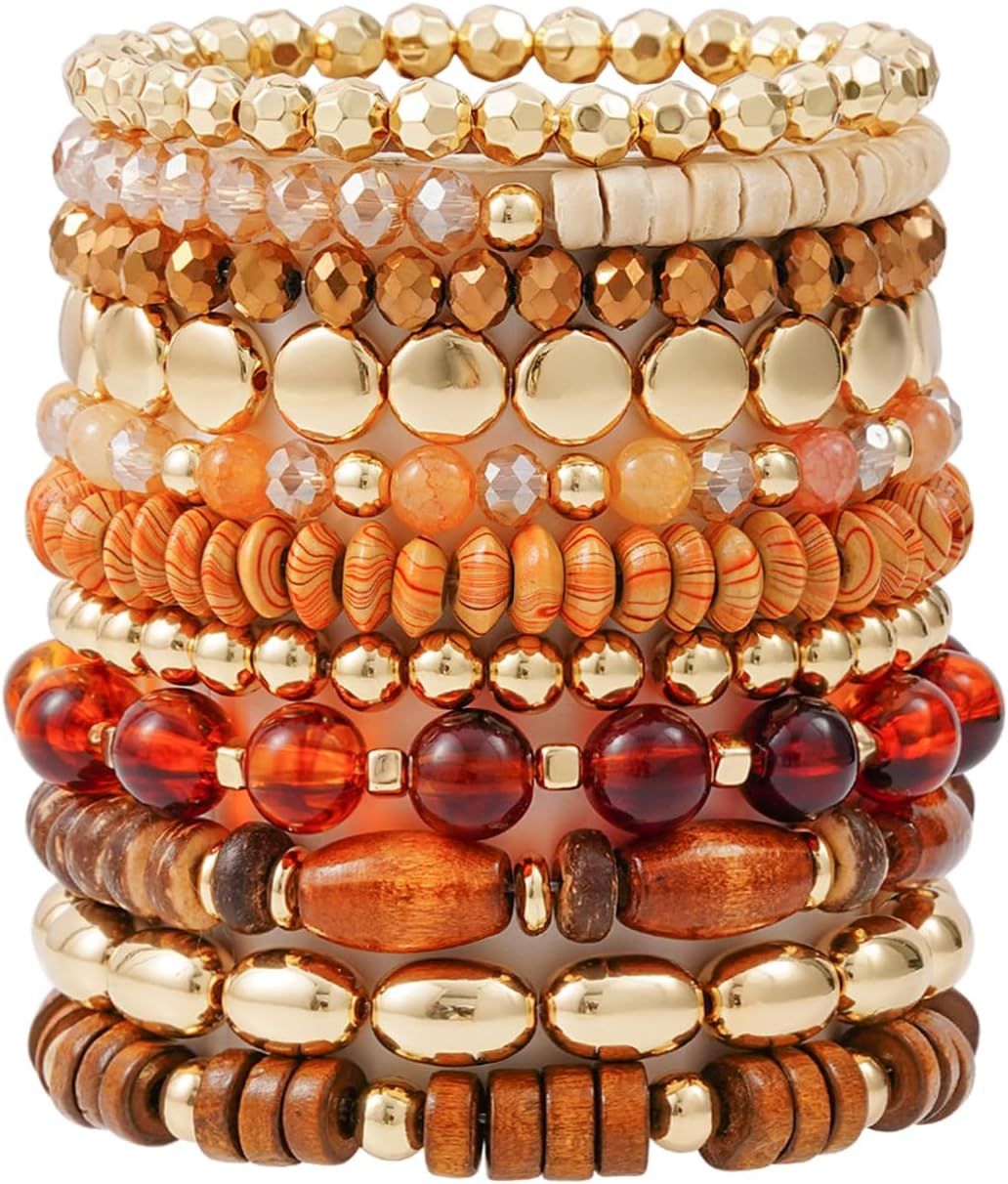 Manufacturer  GOOJIDS Surfer Heishi Clay Bead Bracelets for Women Bohemian Stackable Gold Beaded Stretch Bracelets Elastic Layering Friendship Bracelets Set Boho Jewelry  bracelets