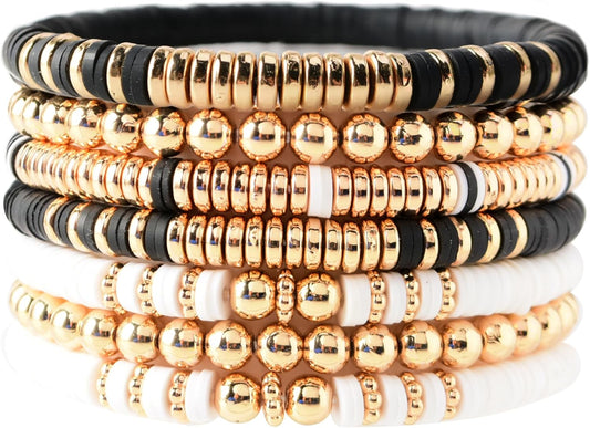 Manufacturer  GOOJIDS Surfer Heishi Clay Bead Bracelets for Women Bohemian Stackable Gold Beaded Stretch Bracelets Elastic Layering Friendship Bracelets Set Boho Jewelry  bracelets
