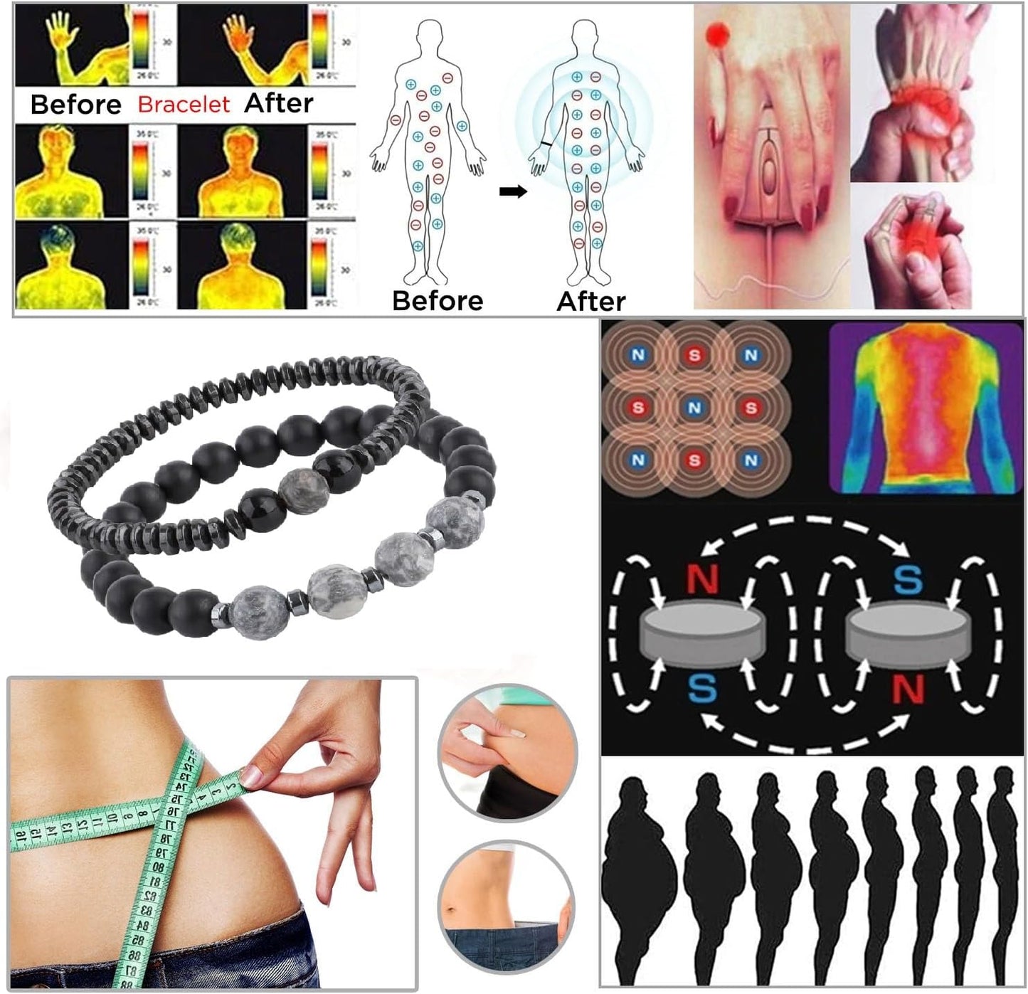 Manufacturer  Manufacturer  Magnetic Healing Bracelet – Adjustable Hematite Bracelet for Lymph Drainage, Arthritis, Anxiety Relief, Swelling Reduction & Weight Loss – Slimming Bracelet for Women & Men  bracelets