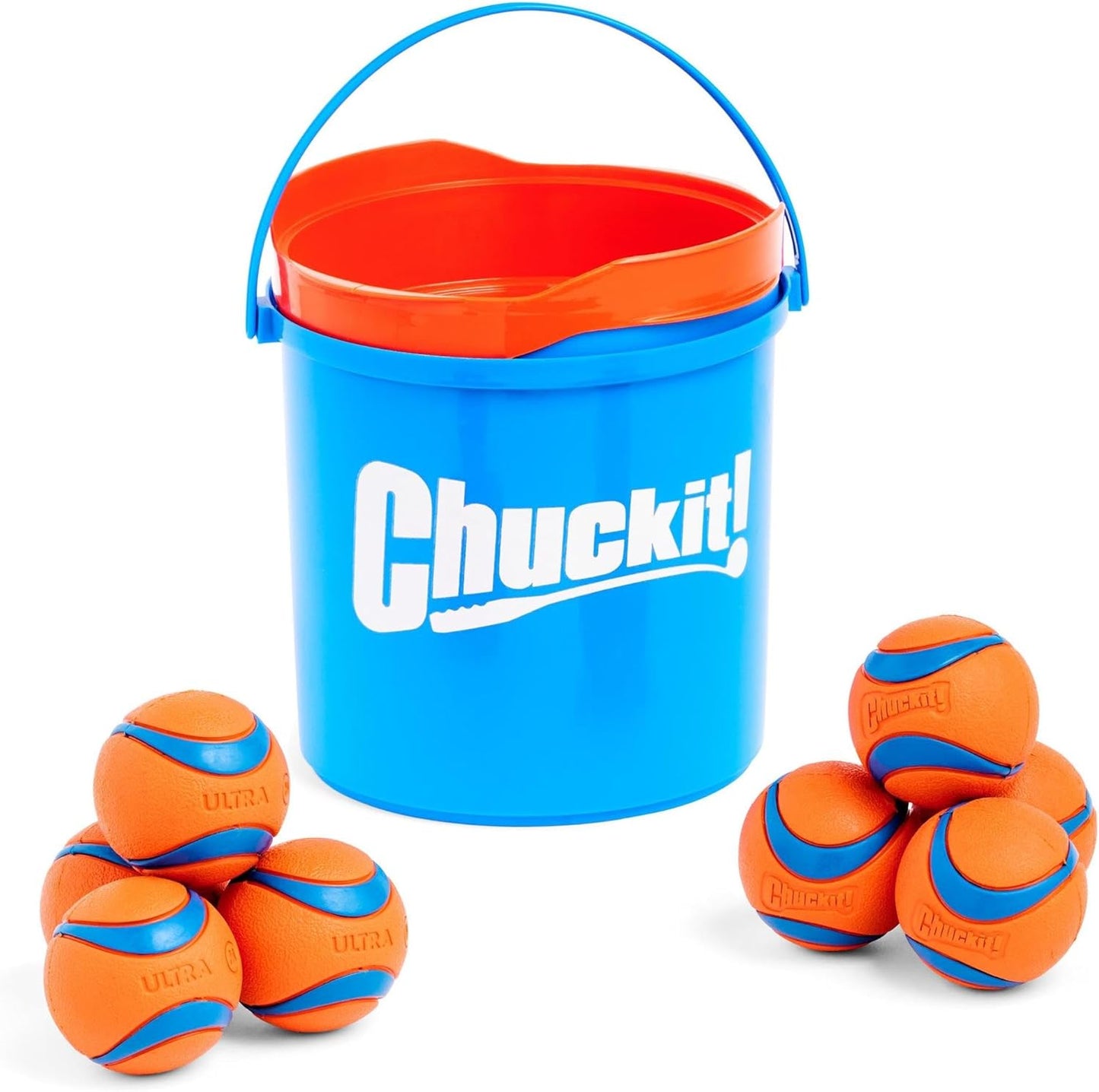 Manufacturer   Chuckit! Ultra Ball Dog Toy with Chuckit! Cleaning Bucket Bundle, Bouncy Fetch Pet Toys For Dogs 20-60 lbs, Interactive Dog Toys, Durable Rubber, Size Medium, 2.5-inch Diameter, 8-Pack of Balls    Dog toy
