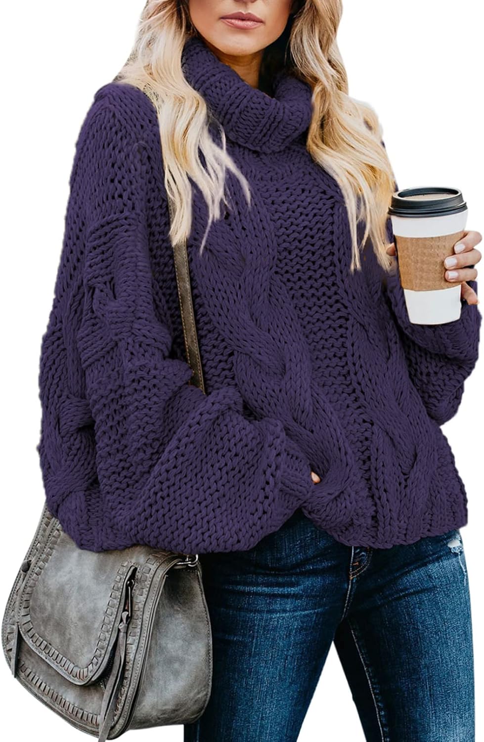 Manufacturer  Dokotoo Womens  Winter Fall Solid Turtleneck High Neck Balloon Long Sleeve Sweaters Pullover Outerwear   sweaters