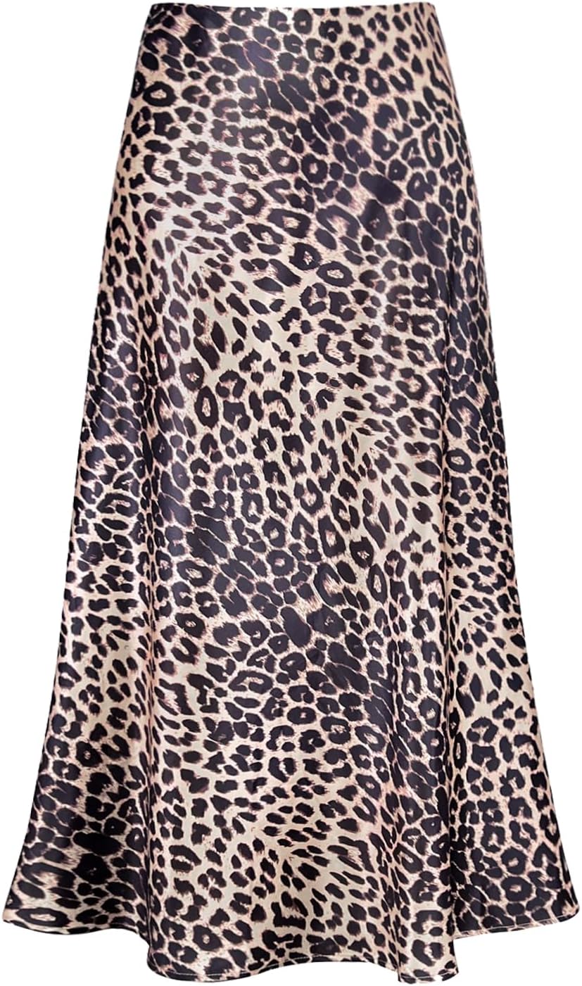 Manufacturer  Women's Satin High Waist Hidden Elasticized Waistband Flared Casual A Line Midi Skirts