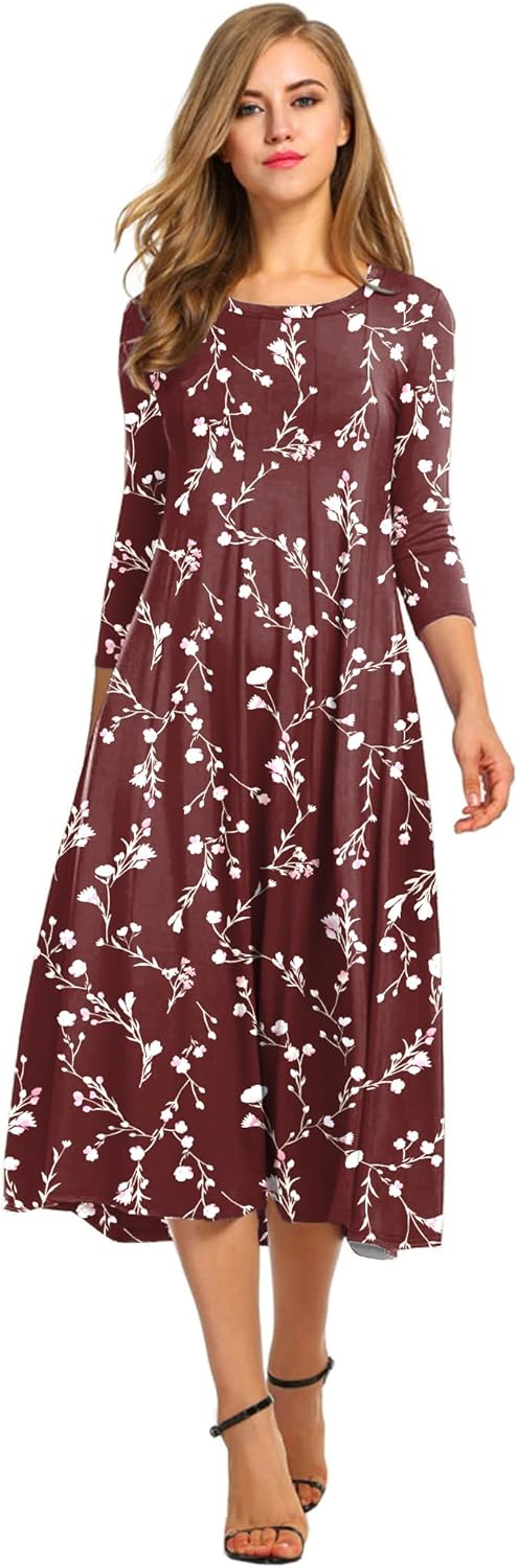 Manufacturer  HOTOUCH Women's 3/4 Sleeve A-line and Flare Midi Long Dress dresses