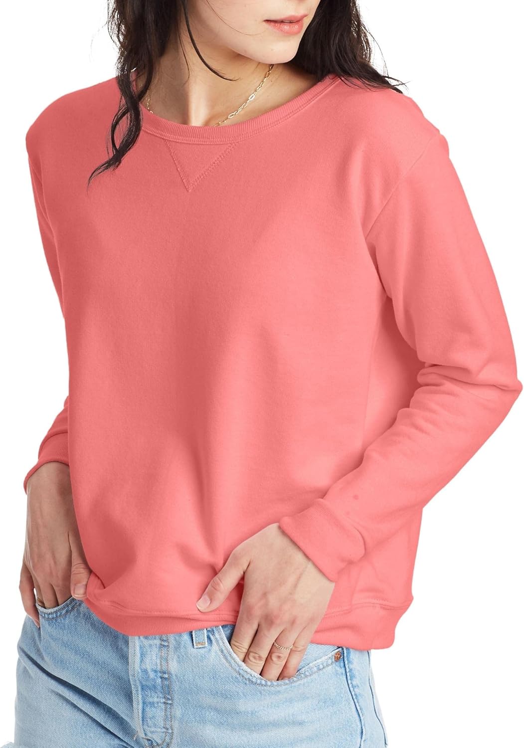 Manufacturer  Hanes womens Crewneck Sweatshirt, Ecosmart Fleece Pullover With V-notch, Sweatshirt for Women   sweaters