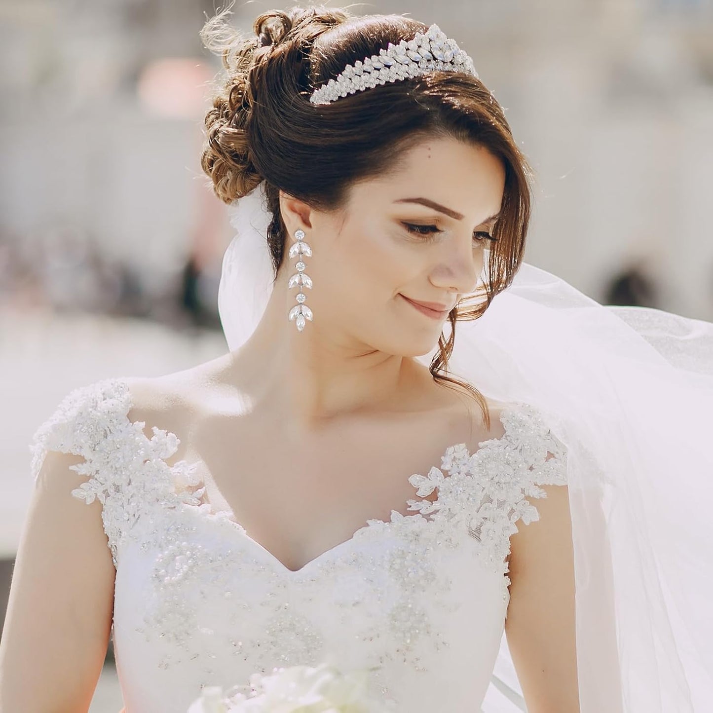 Manufacturer  Wedding Rhinestone Dangle Earrings Elegant Bridal Crystal Drop Earrings for Women Bridesmaids Guest Party Prom  earring