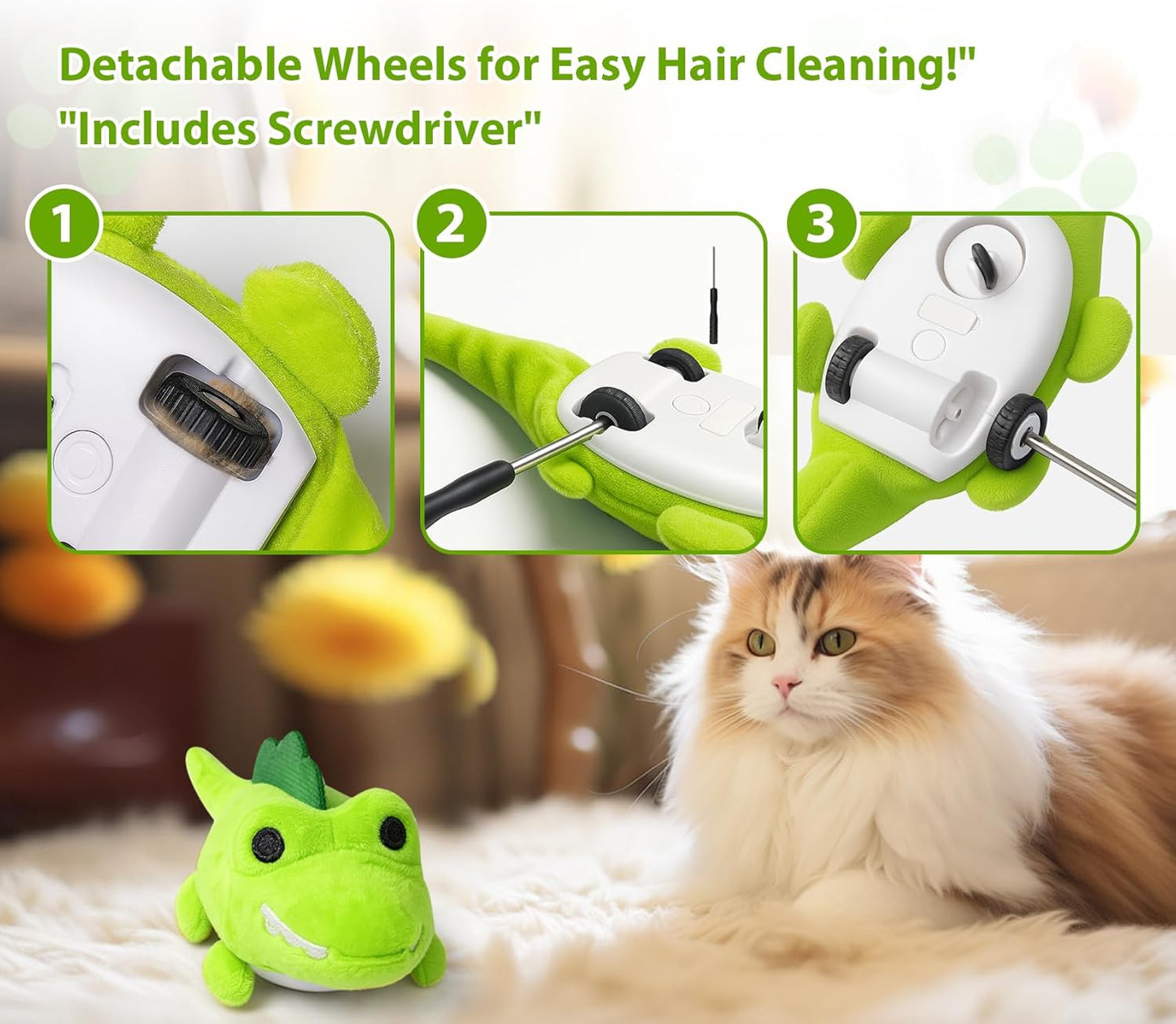 Manufacturer  Interactive Cat Toys for Indoor Cats - Self-Charging Croc Chase Toy with 360° Motion, Wagging Tail & Catnip, Automatic Exercise Toy for Bored Kittens/Adults(Short Plush)    Cat toy