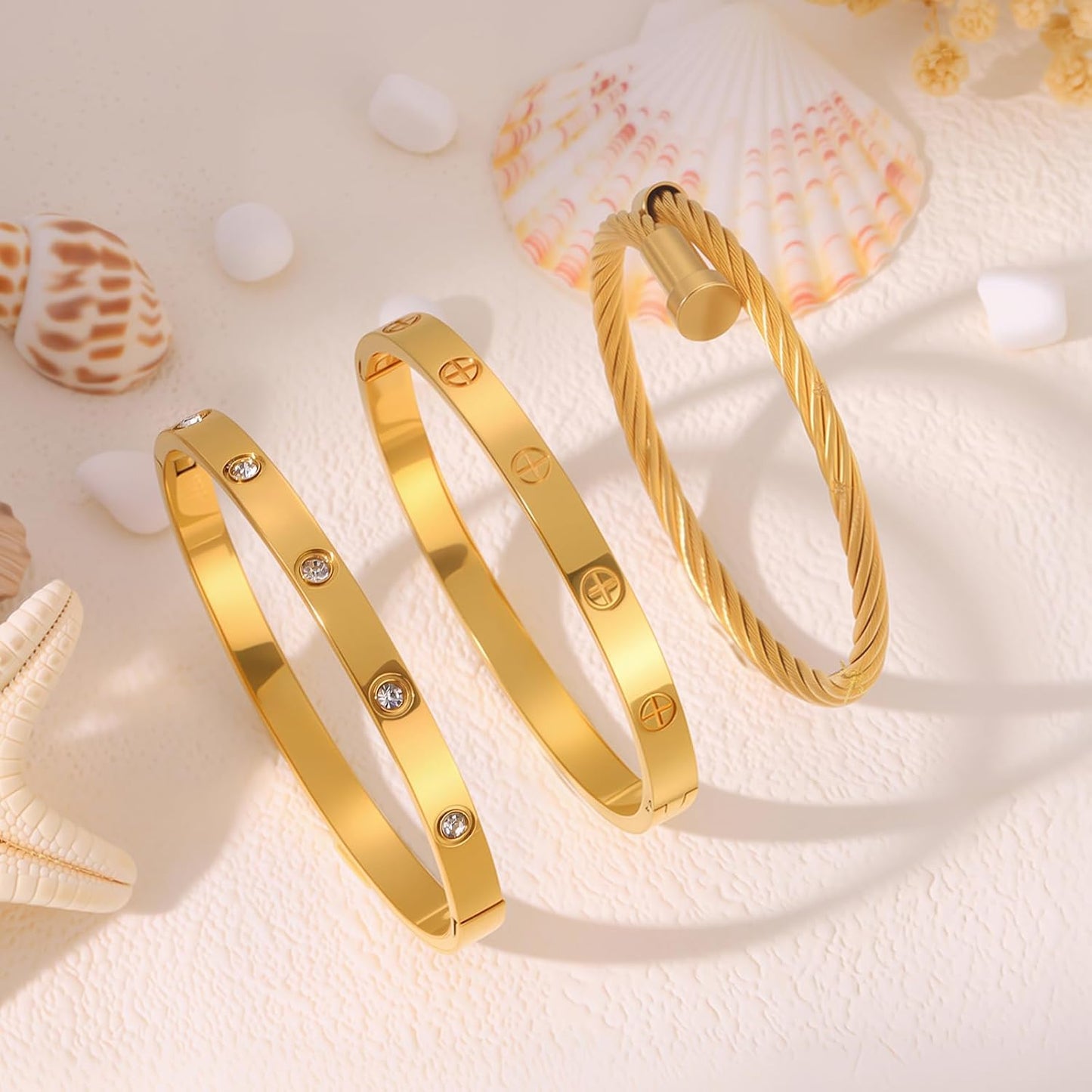 Manufacturer  Gold Bracelets for Women - Stackable Bangles with Friendship & Love Theme - Stainless Steel Jewelry Gift for Her  bracelets