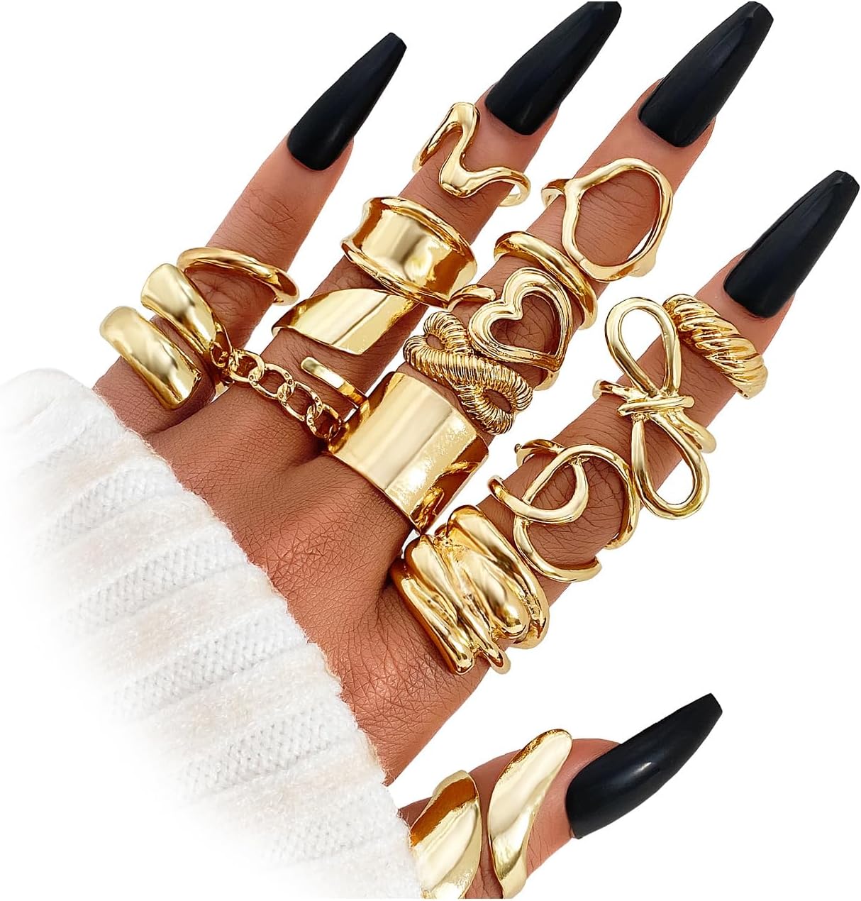 Manufacturer  IFKM Gold Chunky Rings Set for Women 14k Gold Plated Thick Dome Stackable Open Rings Trendy Dainty Minimalist Jewelry Gifts   rings
