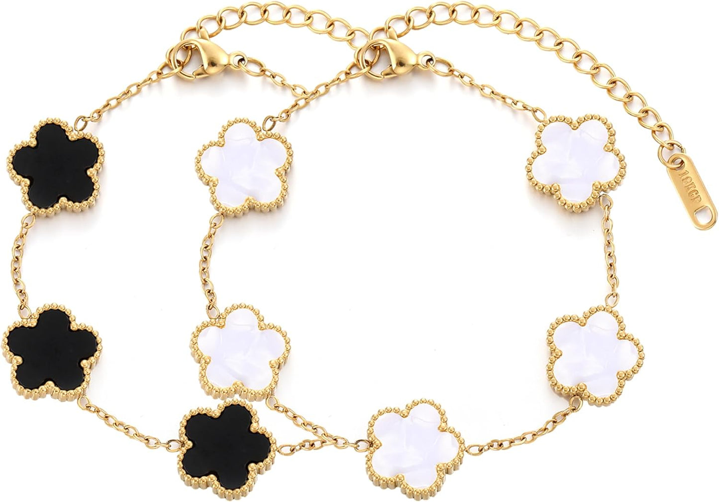 Manufacturer  TICVSS Four Leaf Clover Bracelet for Women 18K Gold Plated Stainless Steel Lucky 4 Leaf Gold Link Bracelet Jewelry Gift for Women  bracelets