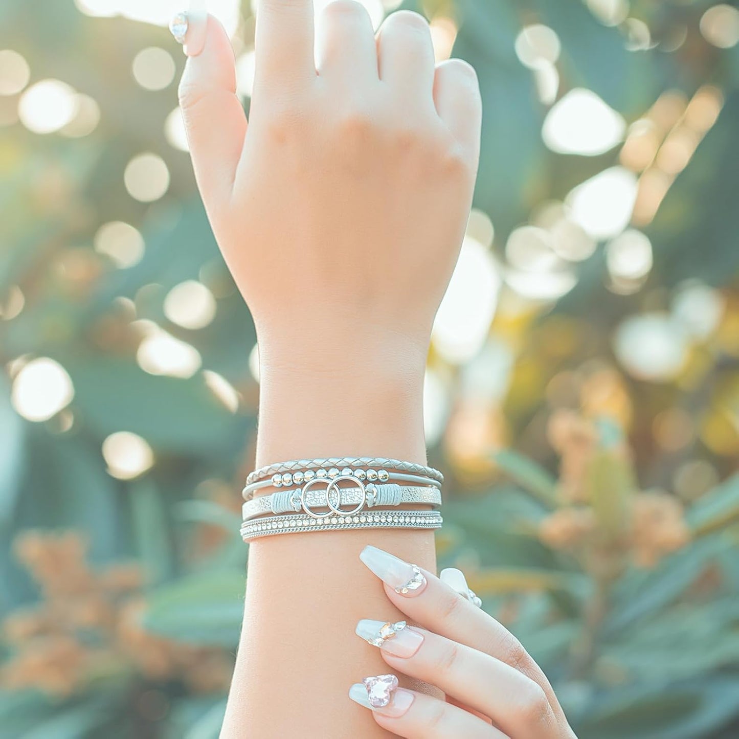 Manufacturer  FANCY SHINY Boho Wrap Bracelets Leather Cuff Bangle Gold Beaded Bracelets for Women Stackable Infinity Bracelets Jewelry Gift Mom with Magnetic Clasp  bracelets