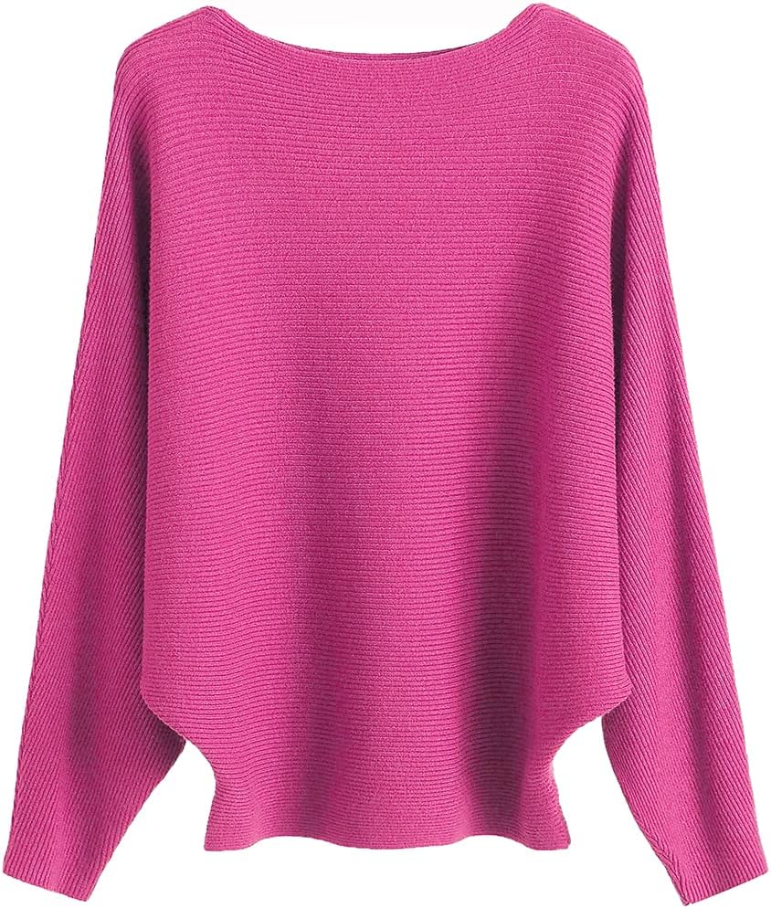 Manufacturer  Ckikiou Womens Lightweight Oversized Boat Neck Sweaters Tops Dolman Batwing Sleeve Ribbed Knitted Pullovers   sweaters