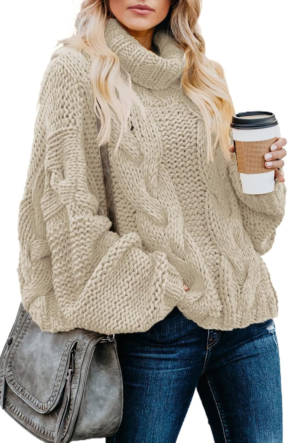 Manufacturer  Dokotoo Womens  Winter Fall Solid Turtleneck High Neck Balloon Long Sleeve Sweaters Pullover Outerwear   sweaters