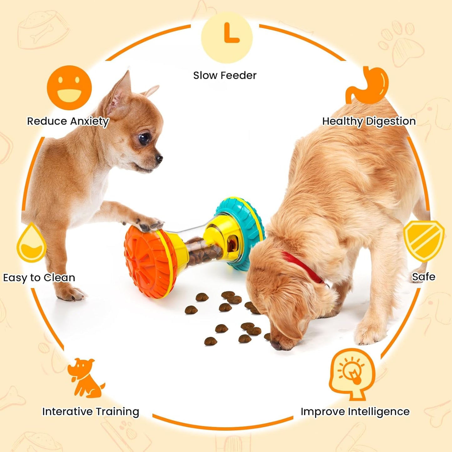 Manufacturer   Interactive Dog Puzzle Toys for Boredom, Dogs Enrichment Toy to Keep Them Busy, Treat Dispensing Slow Feeder    Dog toy