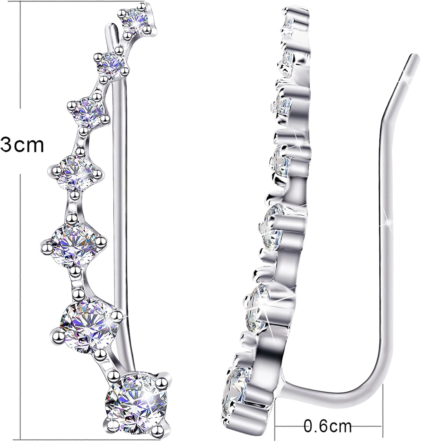 Manufacturer  Sterling Silver 7 Crystals Ear Cuffs Climber Cartilage Earrings Dainty Trendy Jewelry Hypoallergenic Fashion Earring Charms Birthday Gift for Women  earring