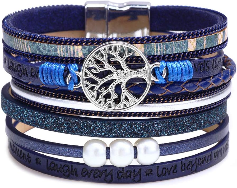Manufacturer  Fesciory Leopard Bracelet for Women, Boho Leather Wrap Multi-Layer Pearl Crystal Bracelet Bangle Jewelry  bracelets