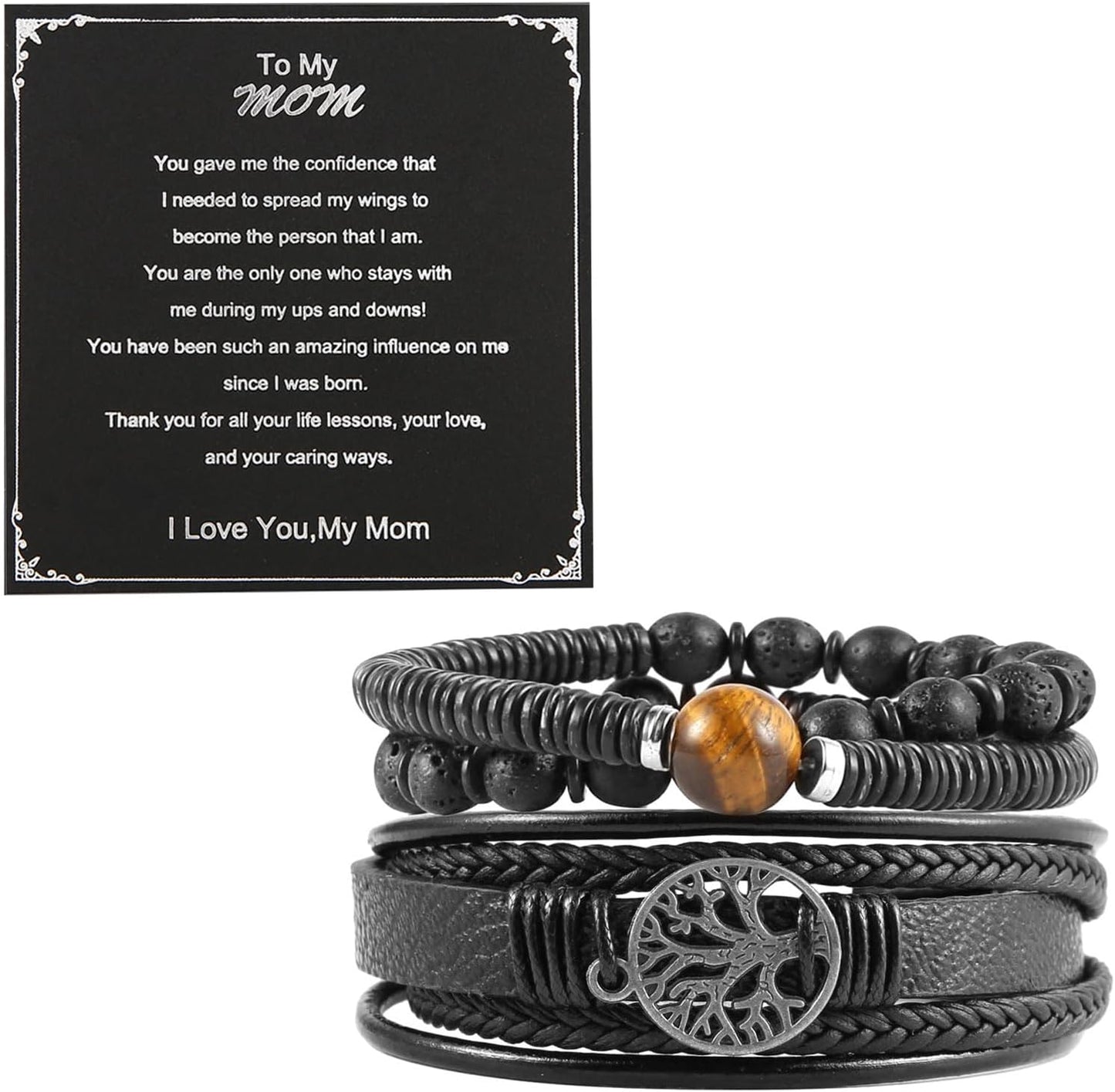 Manufacturer  HZMAN Genuine Leather Tree of life Bracelets Men Women, Tiger Eye Natural Stone Lava Rock Beads Ethnic Tribal Elastic Bracelets Wristbands  bracelets