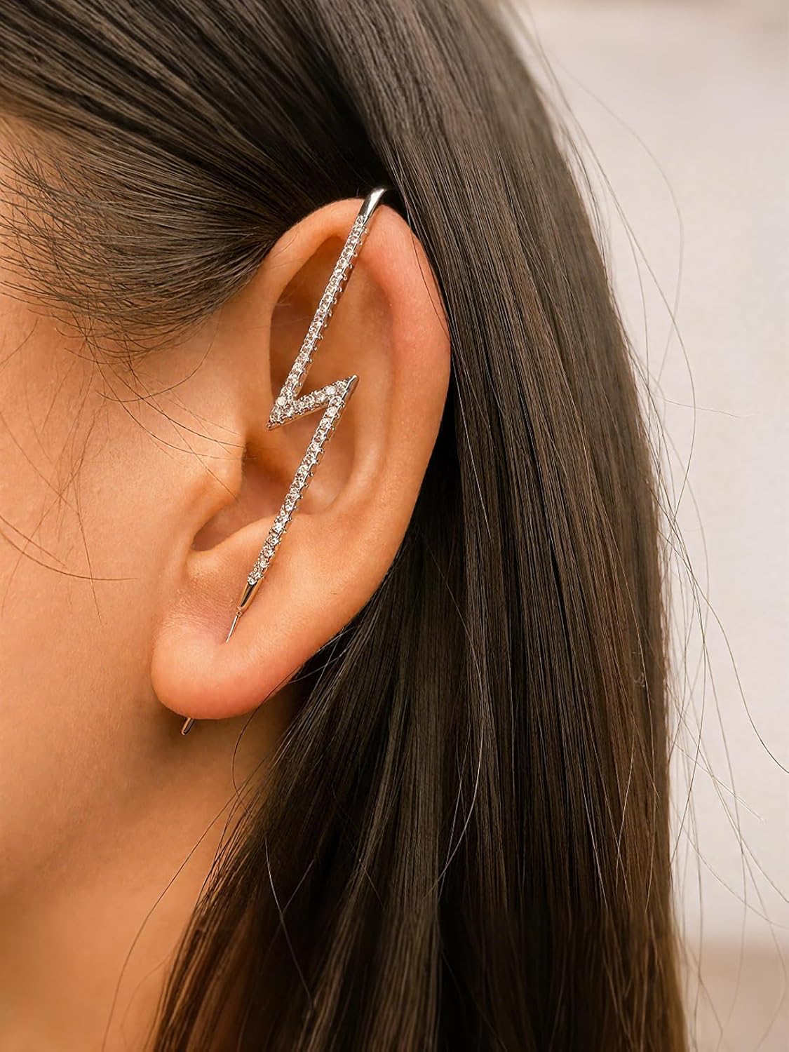 Manufacturer  Vintage Ear Wrap Crawler Hook Earrings Crystal Long Piercing Star-Shape Lightning Bolt Exaggerate Wrap Climber Earrings Gold Silver Cz Ear Cuff Earrings for Women  earring