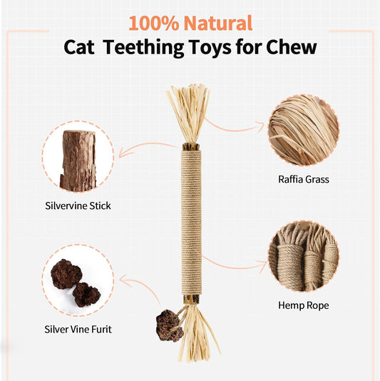 Manufacturer  3 Pack Silvervine Sticks Cat Toys, 100% Natural Kitten Teething Chew Toys, Catnip Toys for Kittens & Cats, Cat Approved Gift, Protects Furniture    Cat toy