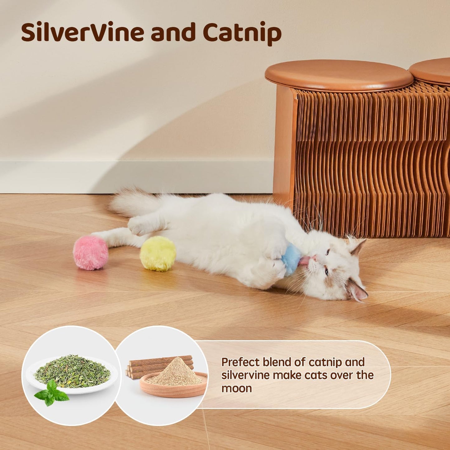 Manufacturer  Potaroma Chirping Cat Toys Balls with SilverVine Catnip, Upgraded, 3 Pack Fluffy Interactive Cat Kicker, 3 Lifelike Animal Sounds, Kitty Kitten Catnip Exercise Toys    Cat toy