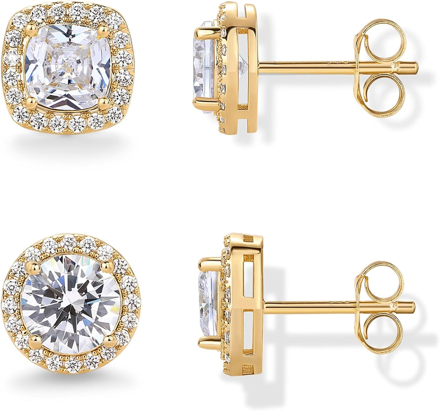 Manufacturer  PAVOI 14K Gold Plated Sterling Silver Post Brilliant Round Faux Diamond Halo Earrings - Premium Cubic Zirconia in Rose, White, and Yellow Gold  earring