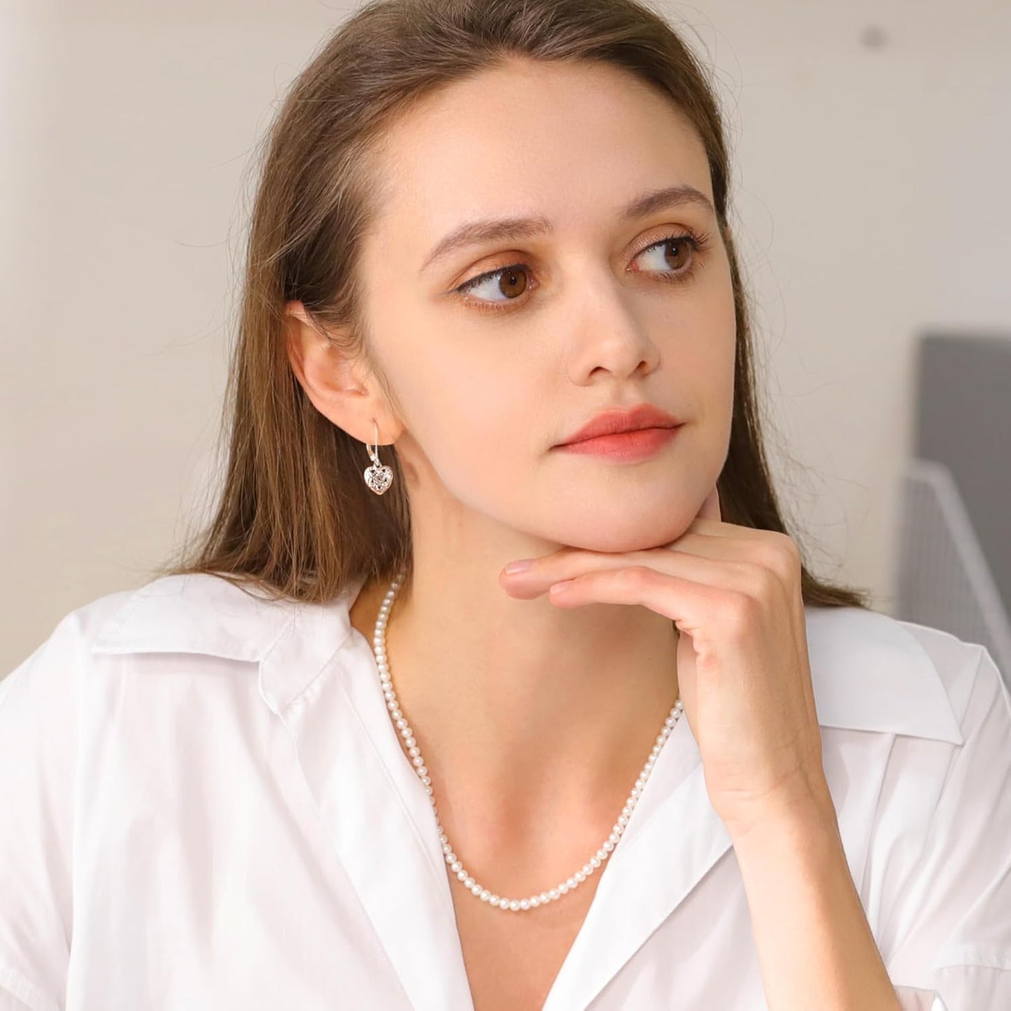 Manufacturer  925 Sterling Silver 14K Gold French Style Leverback Earrings, Heart Dangle Drop Earrings for Women Hypoallergenic Jewelry  earring